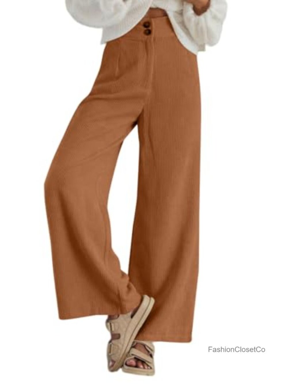 Women's High Waisted Wide Leg Corduroy Cargo Pants with Pockets